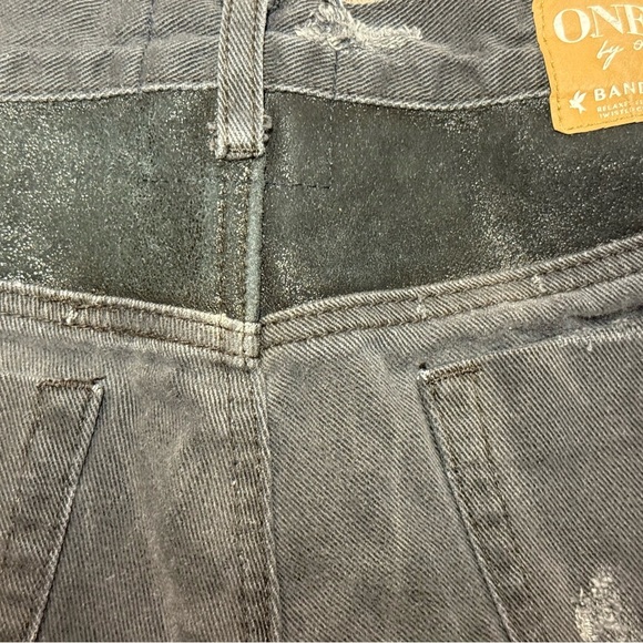 One Teaspoon Bandits Shorts Black Distressed  Button Fly Leather Back 28 - Picture 7 of 8